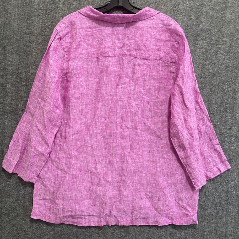 Tahari Linen Tunic Top Women XL Purple Beach Coastal Lagenlook Resort Minimalist - Picture 5 of 9